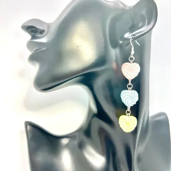 Sugar Heart Earrings - Candy Earrings - Heart Accessories - Valentines Day Earri - Picture 7 of 8